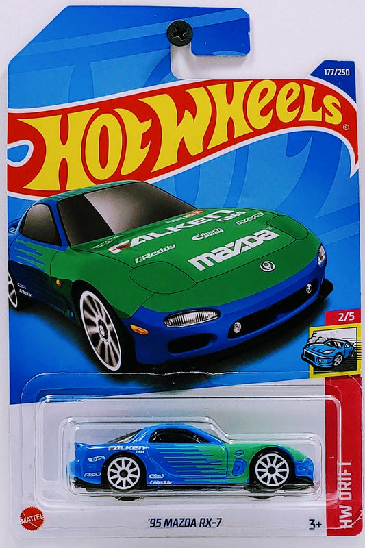 Hot Wheels 2022 - Collector # 177/250 - HW Drift 2/5 - '95 Mazda RX-7 - Blue / Falken - IC