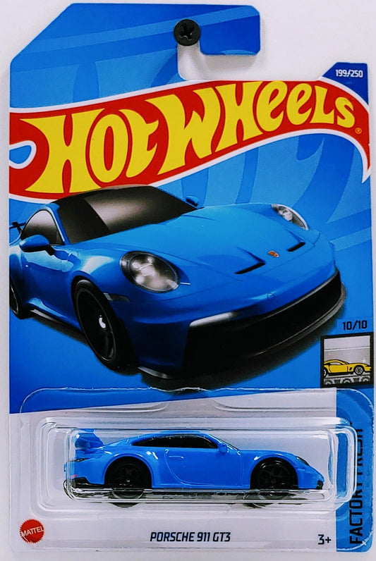 Hot Wheels 2022 - Collector # 199/250 - Factory Fresh 10/10 - New Models - Porsche 911 GT3 - Blue - IC