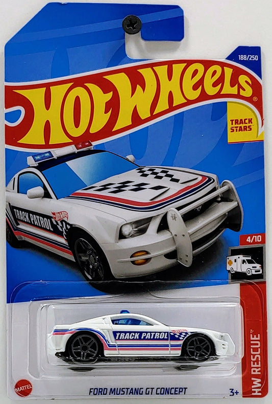 Hot Wheels 2022 - Collector # 188/250 - HW Rescue 4/10 - Ford Mustang GT Concept - White / Track Patrol - International Card