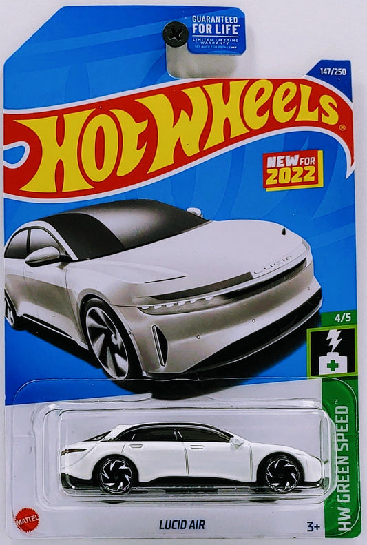 Hot Wheels 2022 - Collector # 147/250 - HW Green Speed 4/5 - New Models - Lucid Air - White - USA Card