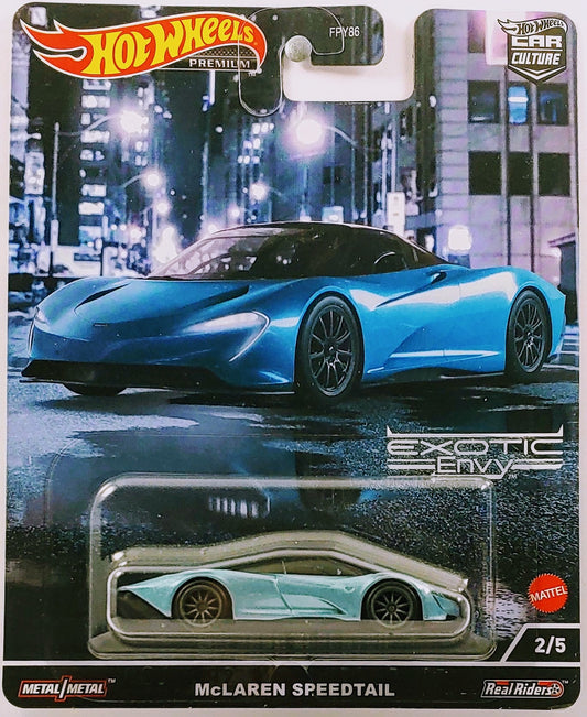Hot Wheels 2022 - Premium / Car Culture / Exotic Envy 2/5 - McLaren Speedtail - Metallic Blue - Metal/Metal & Real Riders