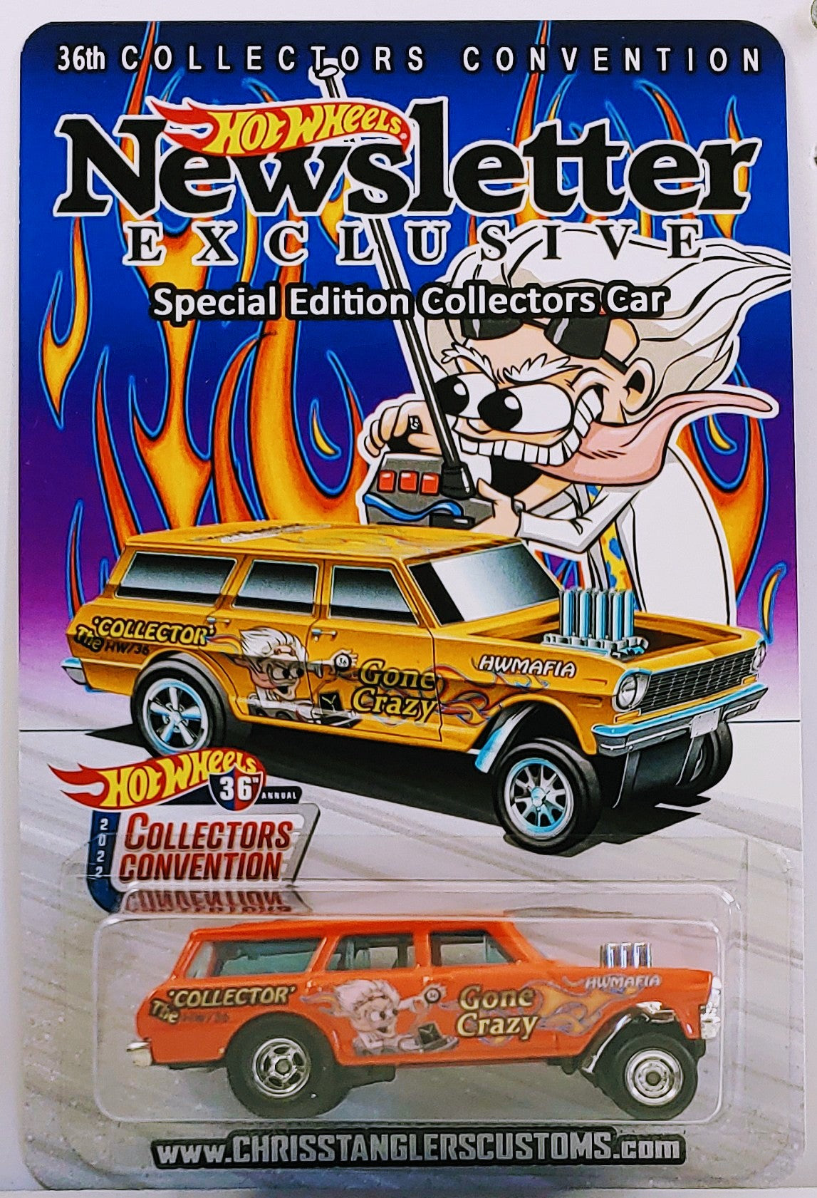Hot Wheels 2022 - 36th Annual Collectors Convention / Newsletter Exclusive - '64 Nova Wagon Gasser - Orange / 'Gone Crazy' - Real Riders - Limited to 980