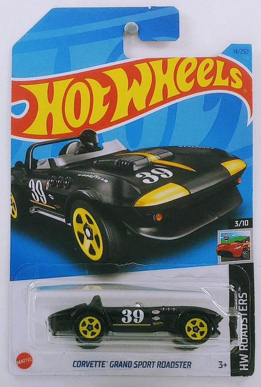 Hot Wheels 2023 - Collector # 014/250 - HW Roadsters 3/10 - Corvette Grand Sport Roadster - Black / #39 - IC