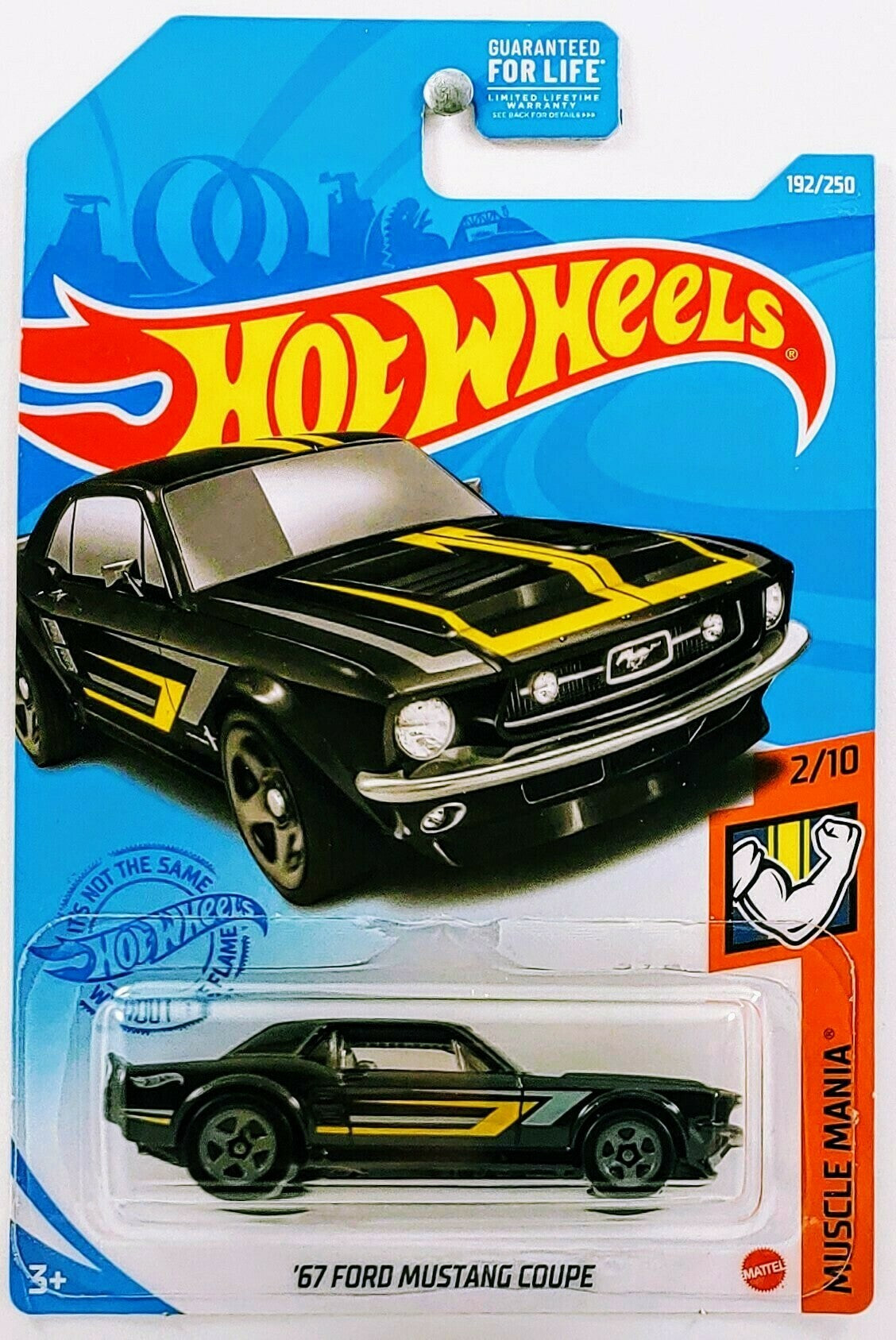 Hot Wheels 2021 - Collector # 192/250 - Muscle Mania 2/10 - '67 Ford Mustang Coupe - Black - Gray 5 Spokes - USA Card