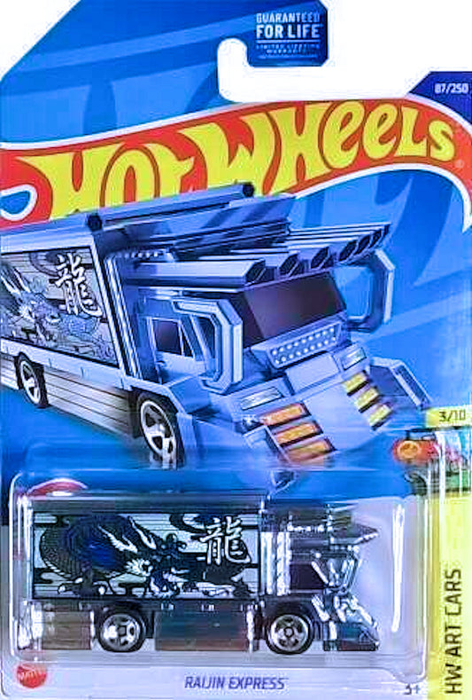 Hot Wheels 2022 - Collector # 087/250 - HW Art Cars 3/10 - Raijin Express - Blue Chrome - USA Card