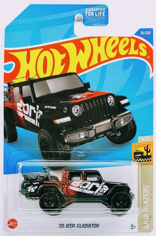 Hot Wheels 2022 - Collector # 026/250 - Baja Blazers 4/10 - '20 Jeep Gladiator - Black / Borla - USA