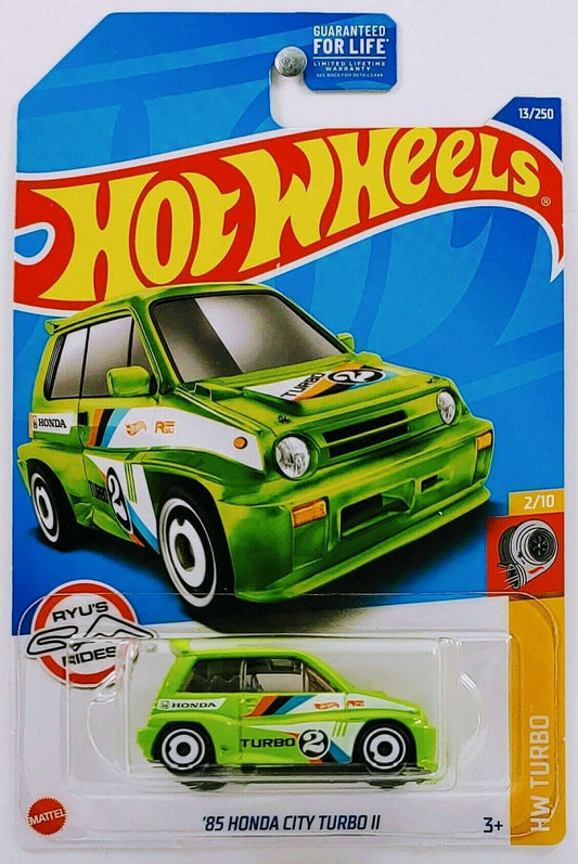 Hot Wheels 2022 - Collector # 013/250 - HW Turbo 2/10 - '85 Honda City Turbo II - Neon Green - USA Card