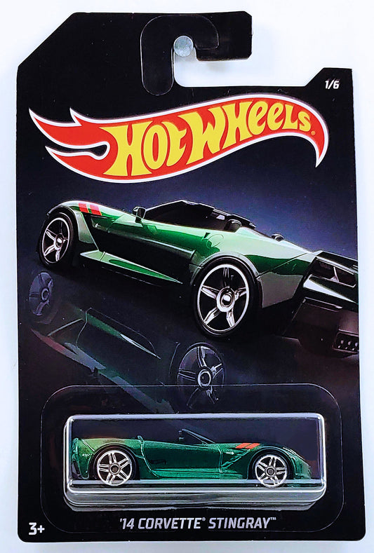 Hot Wheels 2019 - Theme / Exotic Auto Series 1/6 - '14 Corvette Stingray - Dark Green Metalflake - PR5 Wheels - Walmart Exclusive