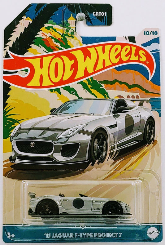 Hot Wheels 2021 - Theme / Convertibles Series # 10/10 - '15 Jaguar F-Type Project 7 - Metalflake Glossy Gray - Walmart Exclusive