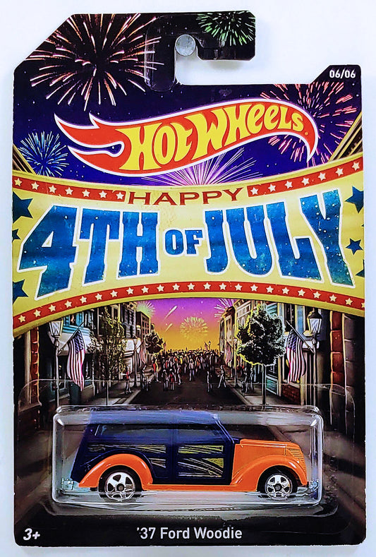 Hot Wheels 2014 - Happy 4th of July # 6/6 - '37 Ford Woodie  - Orange & Black - Kroger Exclusive