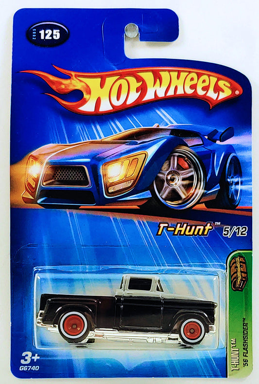 Hot Wheels 2005 - Collector # 125/183 - Treasure Hunts 05/12 - '56 Flashsider - Matte Gray over Glossy Black - Painted Headlights - Real Riders - USA Card