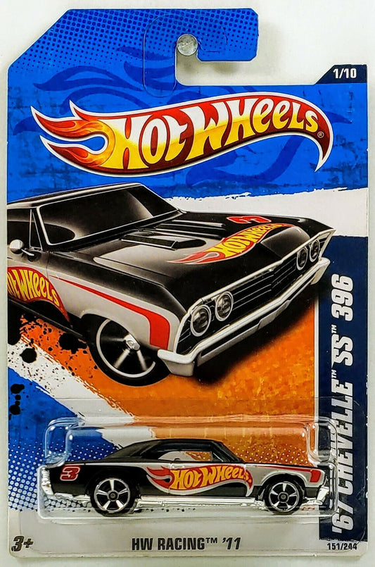 Hot Wheels 2011 - Collector # 151/244 - HW Racing 1/10 - '67 Chevelle SS 396 - Black - USA