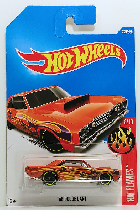 Hot Wheels 2017 - Collector # 160/365 - HW Flames 8/10 - '68 Dodge Dart - Metallic Dark Orange - IC