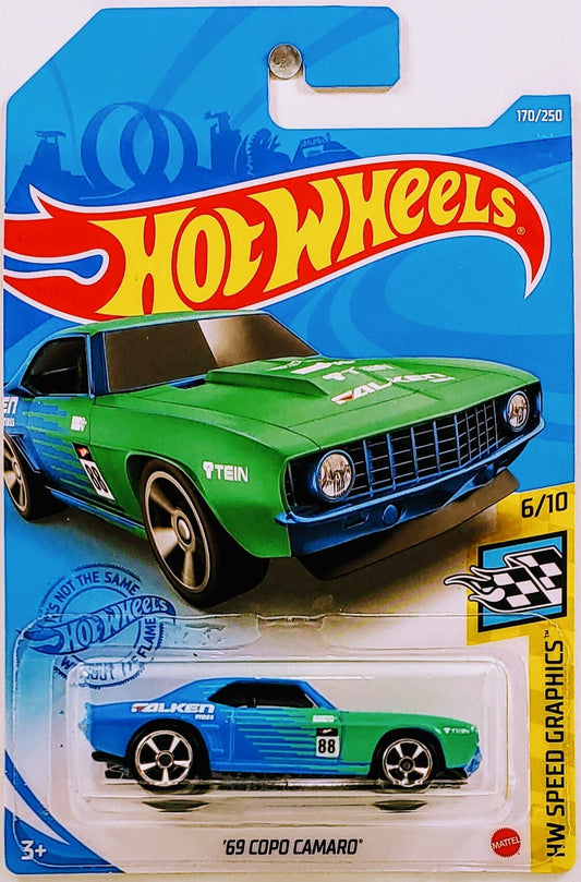 Hot Wheels 2021 - Collector # 170/250 - HW Speed Graphics 6/10 - '69 COPO Camaro - Blue / Falken Tires - IC