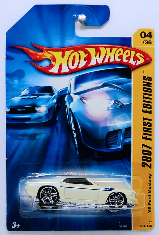 Hot Wheels 2007 - Collector # 004/156 - First Editions 4/36 - '69 Ford Mustang - White - PR5 Wheels - IC