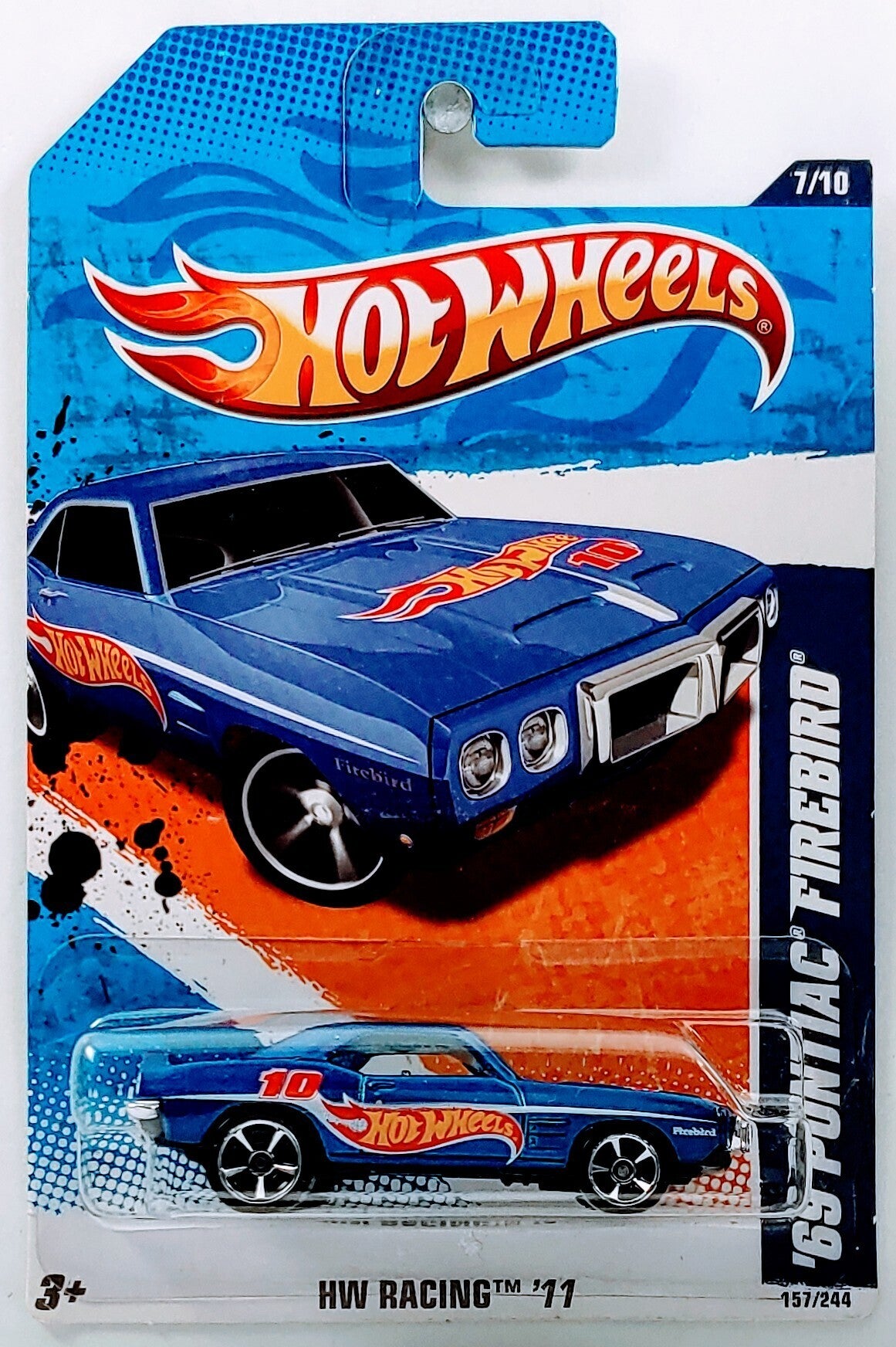 Hot Wheels 2011 - Collector # 157/244 - HW Racing 7/10 - '69 Pontiac Firebird T/A - Blue - USA