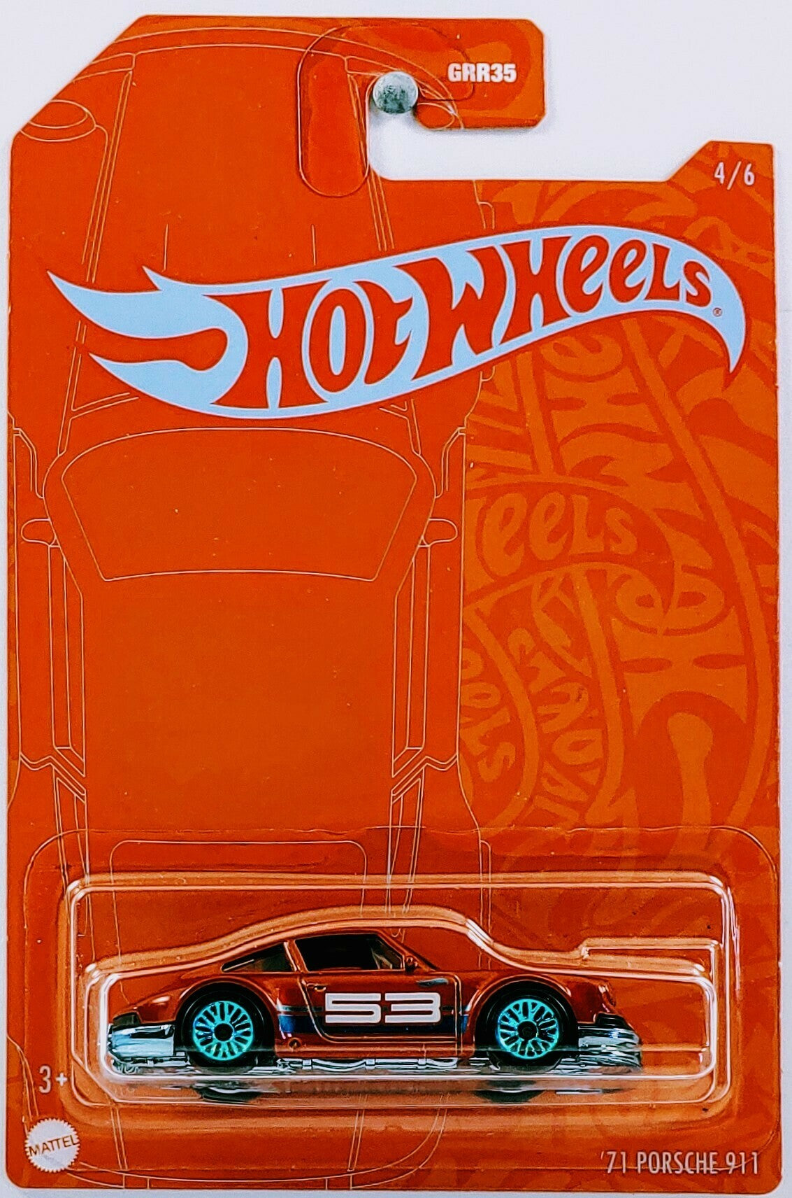 Hot Wheels 2021 - Theme / 53rd Anniversary / Wave 2 / Orange & Blue Series # 4/6 - '71 Porsche 911 - Metallic Orange - Blue Lace Wheels - Orange Blister Card - Drug Stores Exclusive