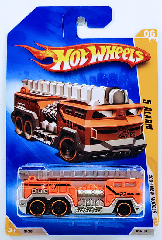 Hot Wheels 2009 - Collector # 006/190 - New Models 06/42 - 5 Alarm (Fire Truck) - Bright Orange - USA