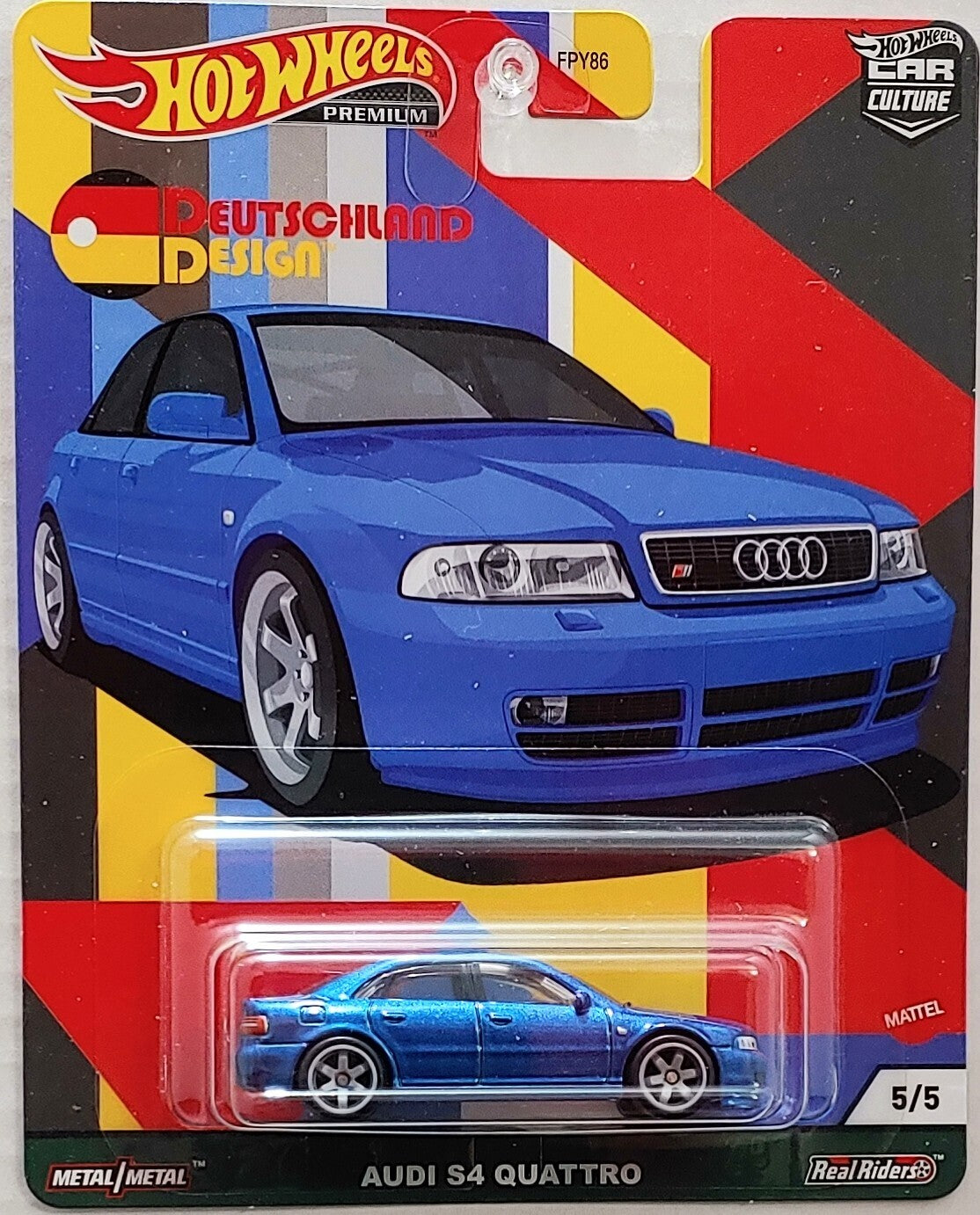 Hot Wheels 2021 -  Premium / Car Culture / Deutschland Design 5/5 - Audi S4 Quattro - Blue - Metal/Metal & Real Riders