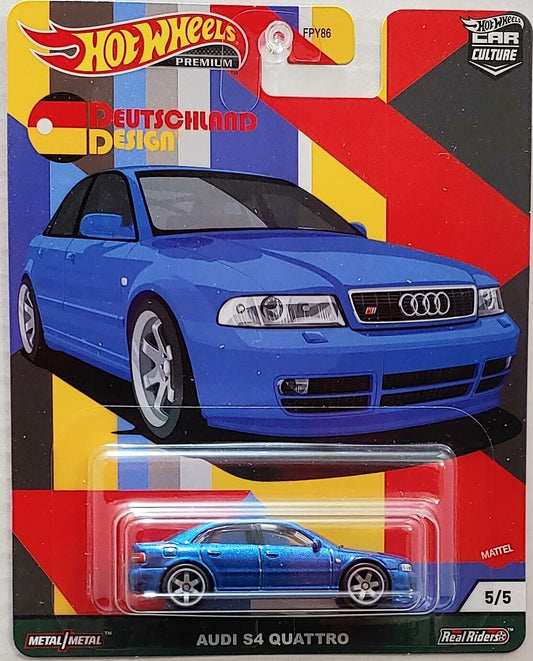 Hot Wheels 2021 -  Premium / Car Culture / Deutschland Design 5/5 - Audi S4 Quattro - Blue - Metal/Metal & Real Riders