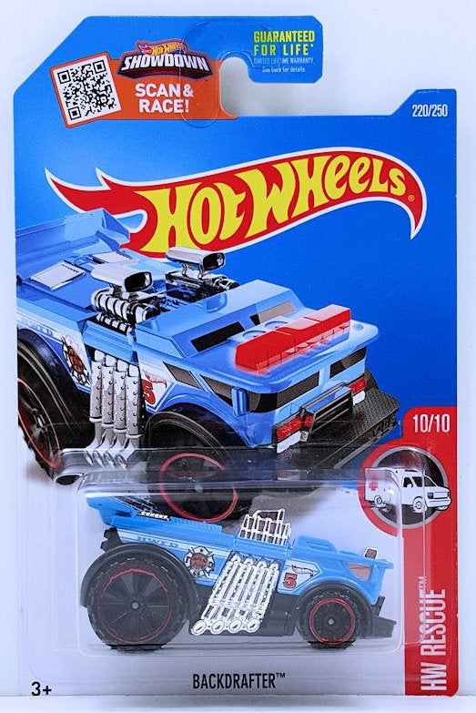 Hot Wheels 2016 - Collector # 220/250 - HW Rescue 10/10 - Backdrafter (Fire Engine) - Blue - USA
