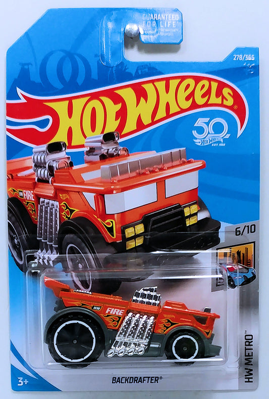 Hot Wheels 2018 - Collector # 278/365 - HW Metro 6/10 - Backdrafter (Fire) - Orange Red - USA 50th