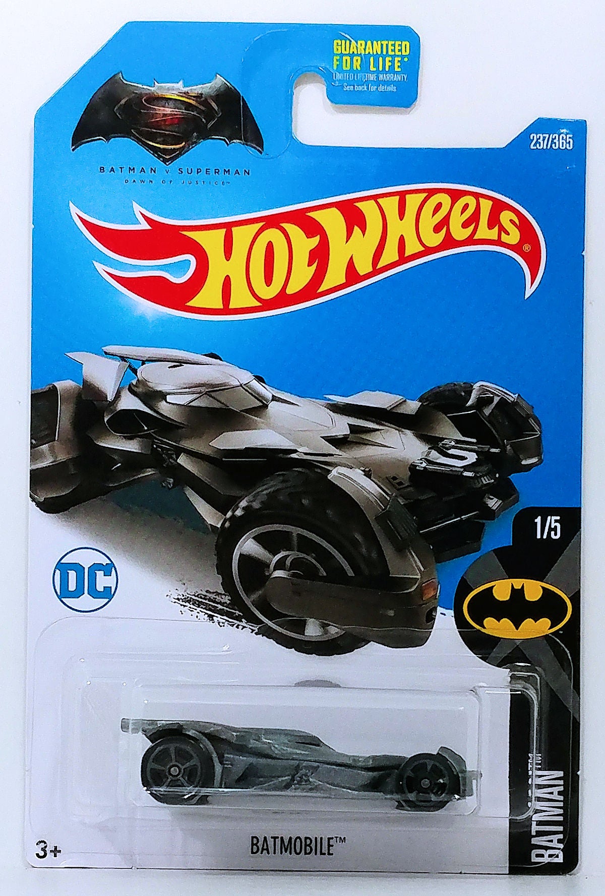 Hot Wheels 2017 - Collector # 237/365 - Batman 1/5 - Batmobile (Batman vs Superman) - Satin Gray - USA