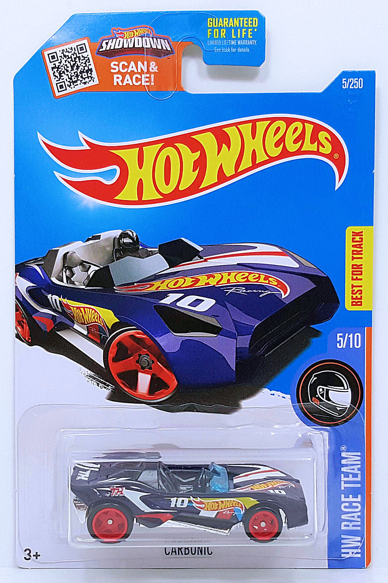 Hot Wheels 2016 - Collectors # 005/250 - HW Race Team 5/10 - 'Hidden' Super Treasure Hunt - Carbonic - Spectraflame Dark Blue - Real Riders - USA Card