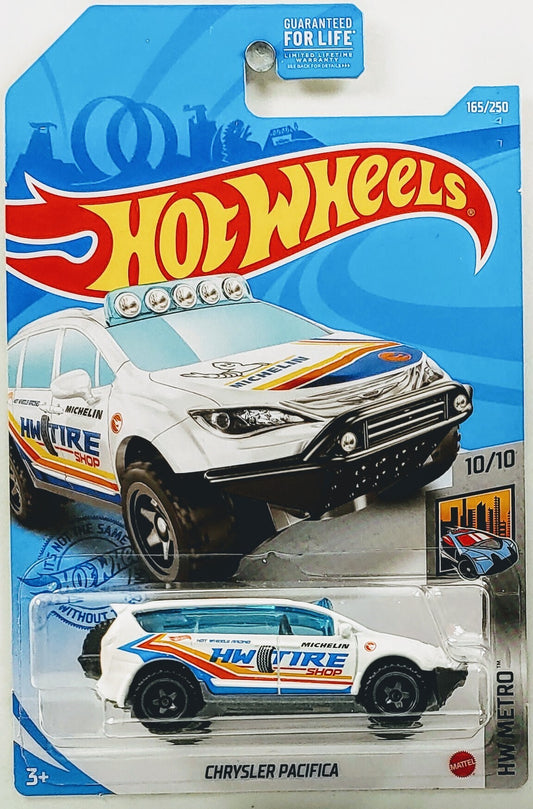 Hot Wheels 2021 - Collector # 165/250 - HW Metro 10/10 - Treasure Hunts - Chrysler Pacifica - White / HW Tire Shop - USA