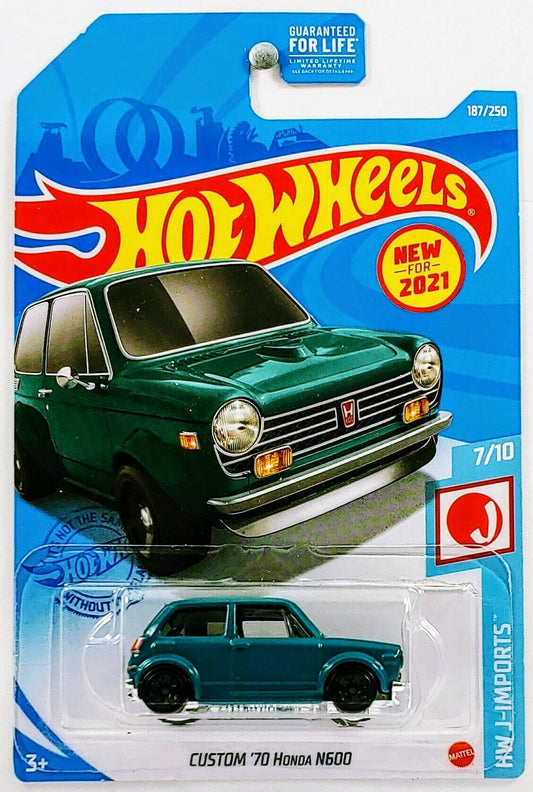 Hot Wheels 2021 - Collector # 187/250 - HW J-Imports 7/10 - New Models - Custom '70 Honda N600 - Teal - USA Card