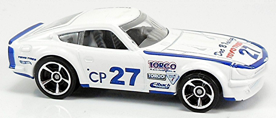 Hot Wheels 2013 Collector 159 250 HW Showroom Asphalt Assault Datsun 240Z White Red Toyo Tires on Hood USA