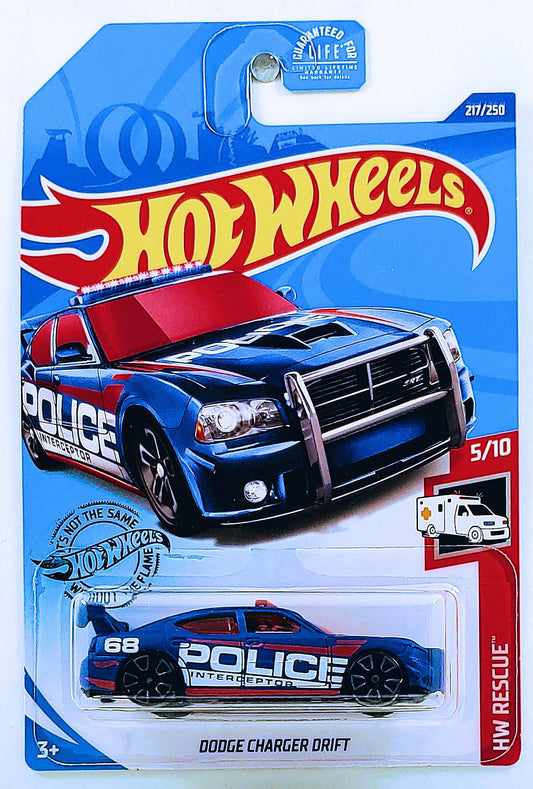 Hot Wheels 2020 - Collector # 217/365 - HW Rescue 5/10 - Dodge Charger Drift - Matte Blue - USA Card