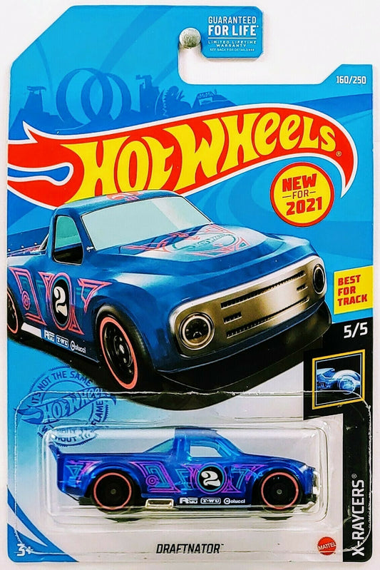 Hot Wheels 2021 - Collector # 160/250 - X-Raycers 5/5 - New Models - Draftnator - Transparent Blue - USA Card