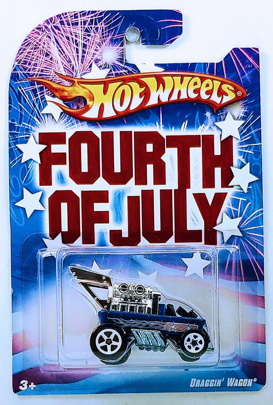Hot Wheels 2008 - Theme / Fourth of July - Draggin' Wagon - Blue - White 5 Spokes - Kroger Exclusive