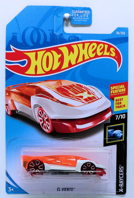 Hot Wheels 2019 - Collector # 036/250 - X-Raycers 7/10 - El Viento - White &amp; Transparent Orange - USA Card