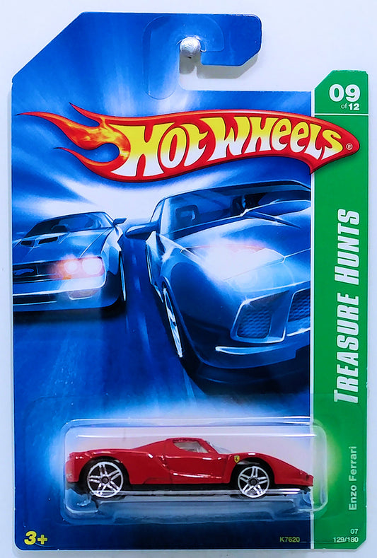 Hot Wheels 2009 - Collector # 129/190 - Treasure Hunts 9/12 - Enzo Ferrari - Red - PR5 Wheels - Red & Black Seats - USA Card