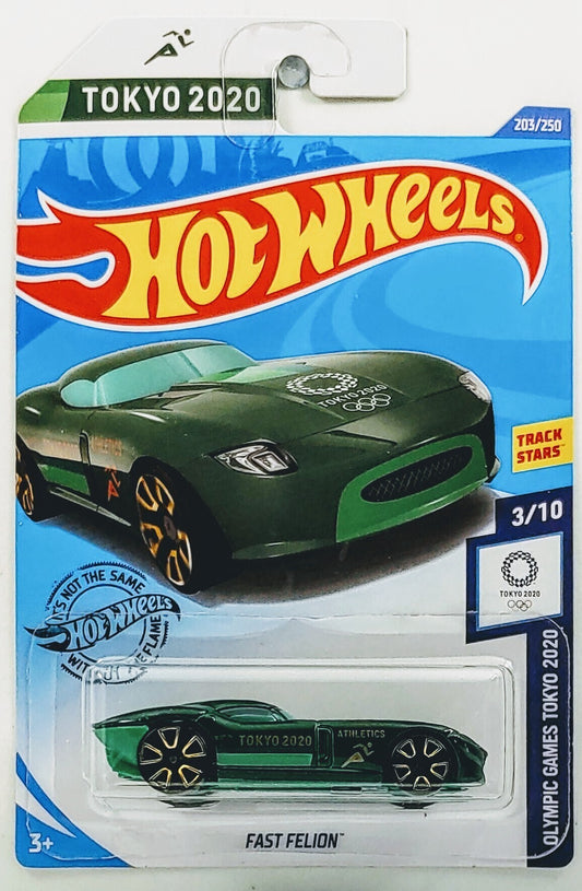 Hot Wheels 2020 - Collector # 203/250 - Olympic Games Tokyo 2020 3/10 - Fast FeLion - Dark Green - IC