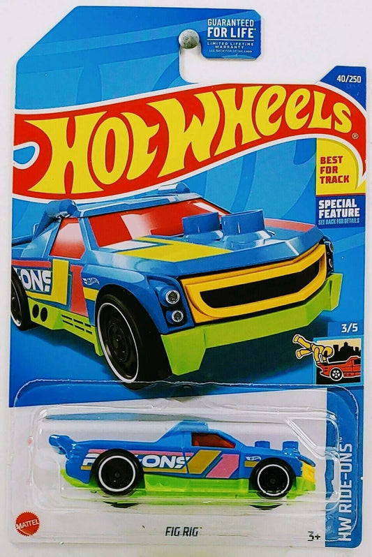 Hot Wheels 2022 - Collector # 040/250 - HW Ride-Ons 3/5 - Fig Rig - Blue - USA Card - Lego Figures Attach