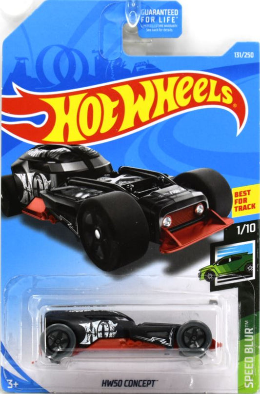 Hot Wheels 2019 - Collector # 131/250 - Speed Blur 1/10 - HW50 Concept - Matte Black - USA Card