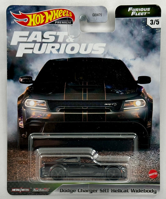 Hot Wheels 2021 - Premium / Fast & Furious / Furious Fleet 3/5 - Dodge Charger SRT Hellcat Widebody - Black - Metal/Metal & Real Riders - New Casting!
