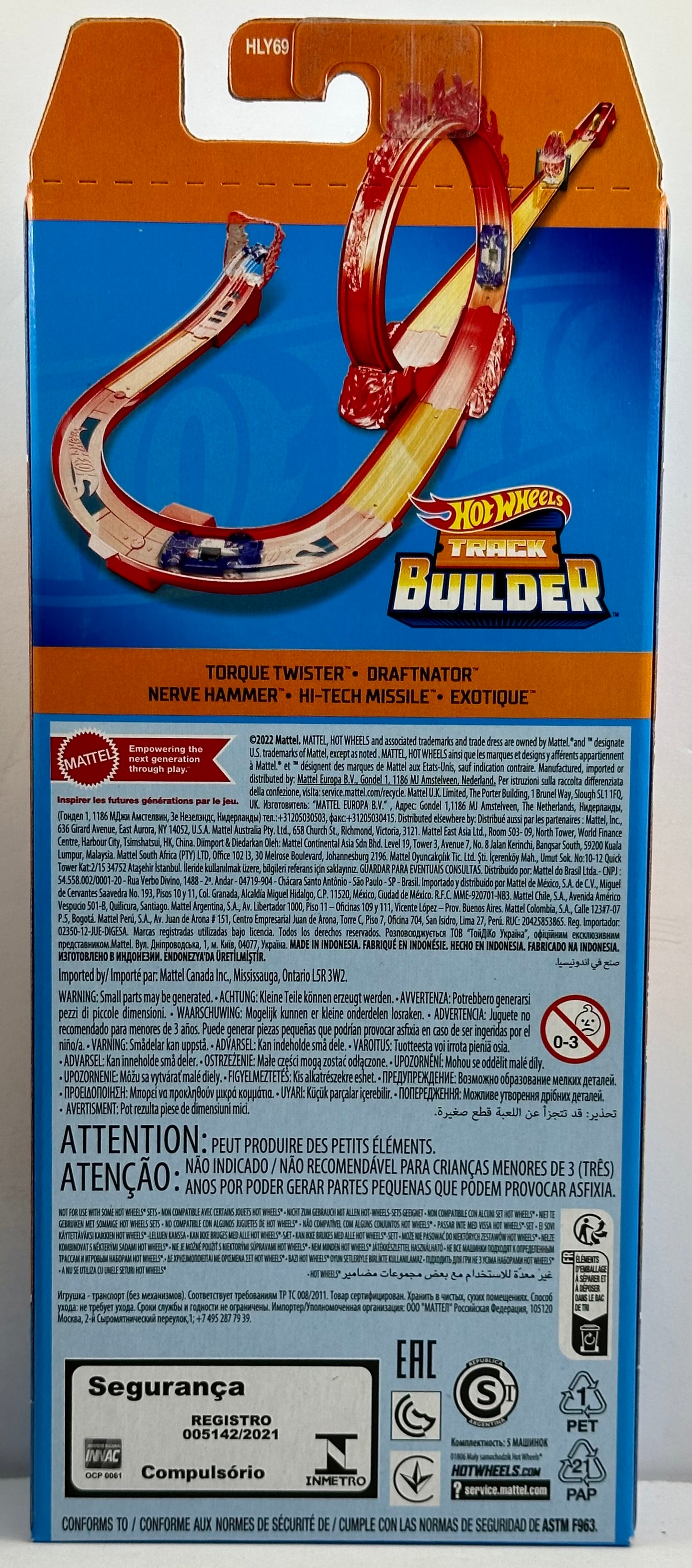 Hot Wheels 2023 - Gift Pack / 5 Pack - HW Track Builder - Torque Twister, Draftnator, Nerve Hammer, Hi-Tech Missle & Exotique
