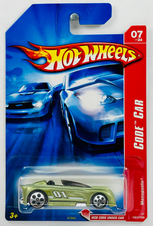 Hot Wheels 2007 - Collector # 091/180 - Code Car 07/24 - Monoposto - Olive Green Metalflake - 5 Dot Wheels - USA Card