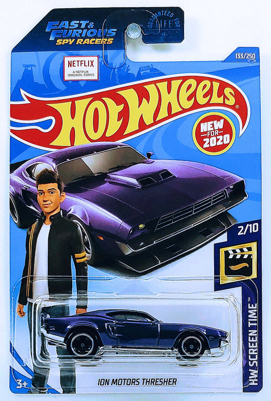 Hot Wheels 2020 - Collector # 133/250 - HW Screen Time 2/10 - New Models - Ion Motors Thresher - Dark Purple - USA Card with Fast & Furious Spy Racers Promo