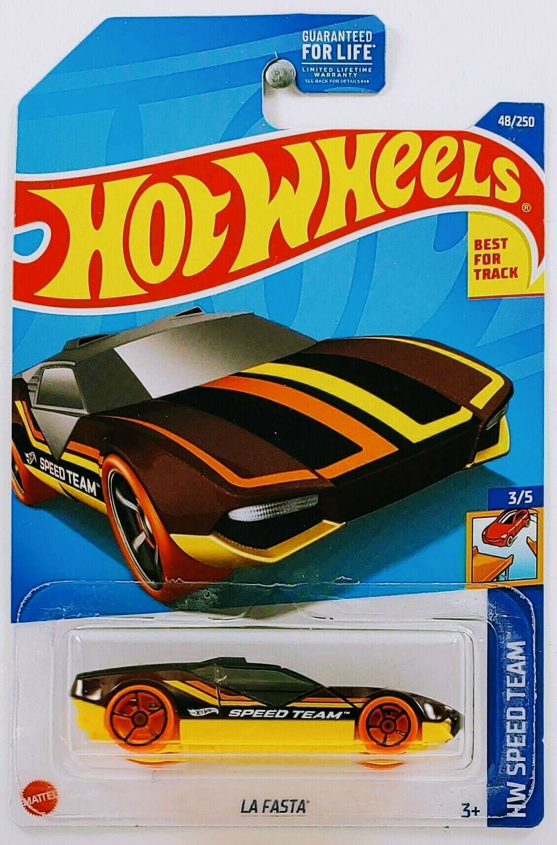Hot Wheels 2022 - Collector # 048/250 - HW Speed Team 3/5 - La Fasta - Metallic Maroon - USA Card