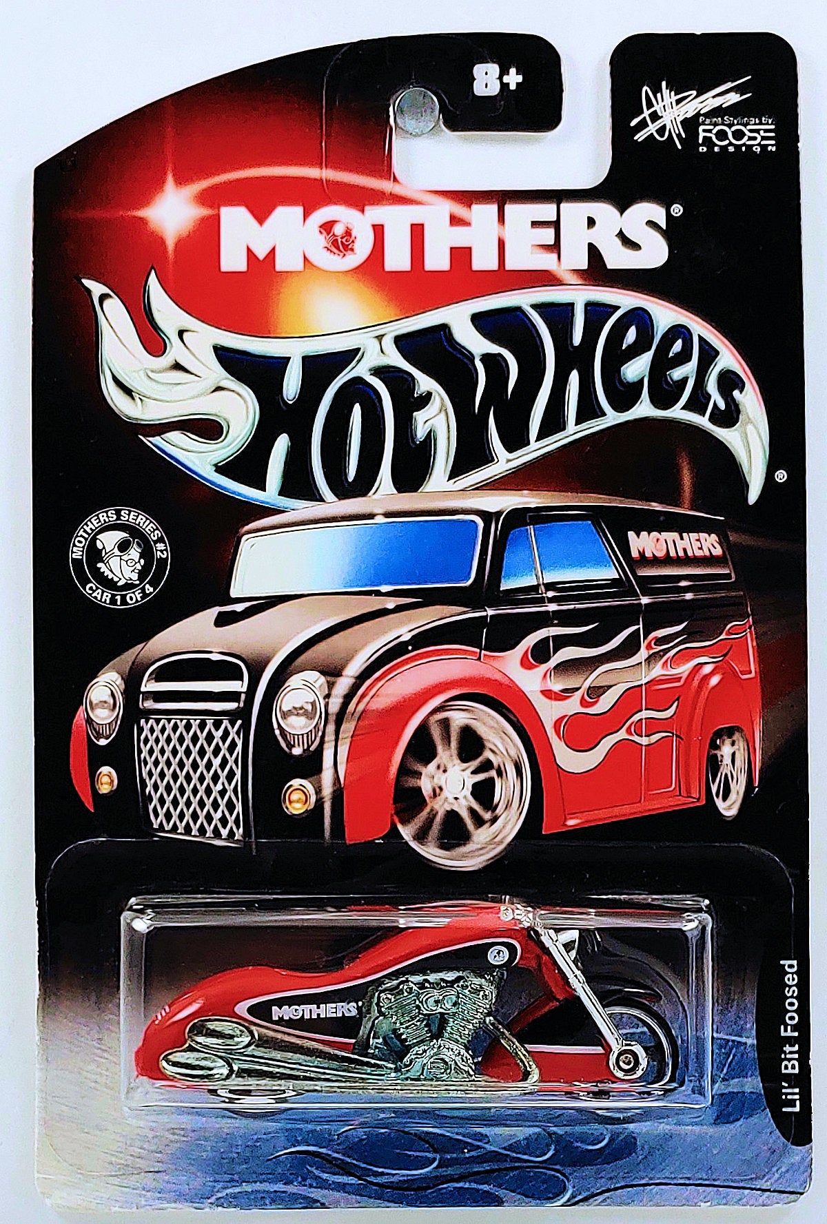 Hot Wheels 2004 - Mother's Wax Promo Series 2 Car 1 of 4 - Lil' Bit Foosed (Scorchin' Scooter) - Red & Black - Chip Foose Design