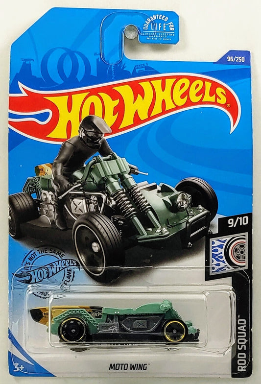 Hot Wheels 2020 - Collector # 096/250 - Rod Squad 9/10 - Moto Wing - Seafoam Green - USA Card