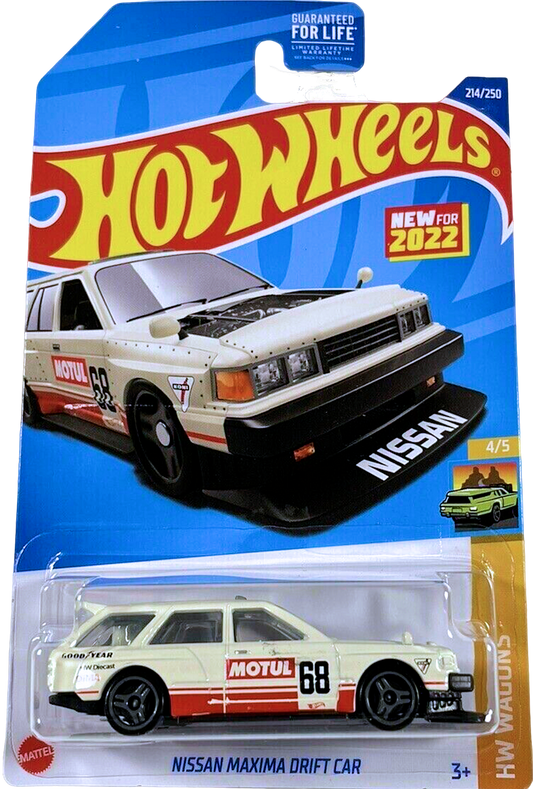 Hot Wheels 2022 - Collector # 214/250 - HW Wagons 4/5 - New Model - Nissan Maxima Drift Car - Off White - USA Card