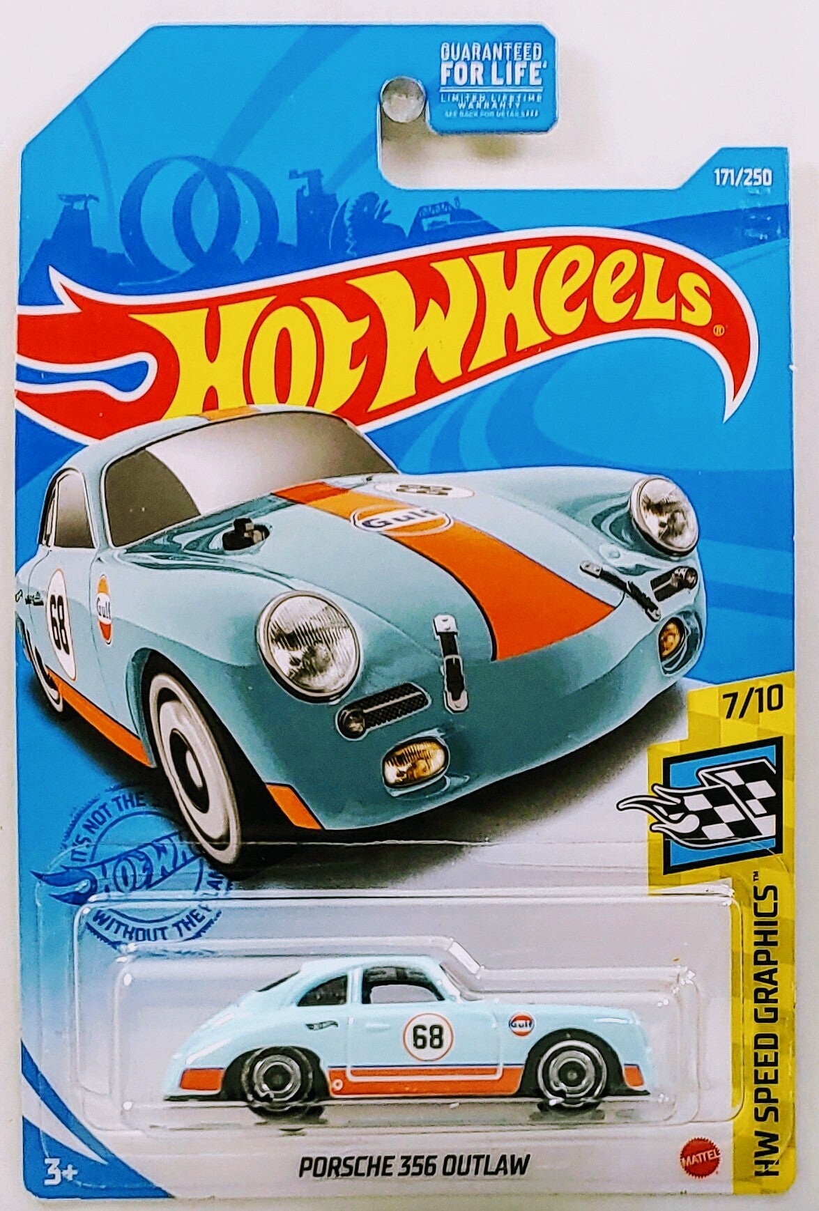 Hot Wheels 2021 - Collector # 171/250 - HW Speed Graphics 7/10 - Porsche 356 Outlaw - Sky Blue / Gulf Racing - USA Card