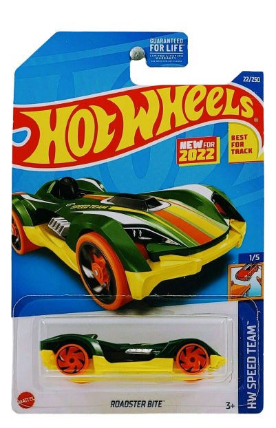 Hot Wheels 2022 - Collector # 022/250 - HW Speed Team 1/5 - New Models - Roadster Bite - Green - USA Card