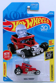 Hot Wheels 2018 - Collector # 340/365 - Experimotors 8/10 - New Models - Skull Shaker - Red - USA 50th Card